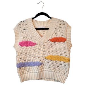 Dear John Cream Colorblock Gabra Knit Sweater Vest Size S